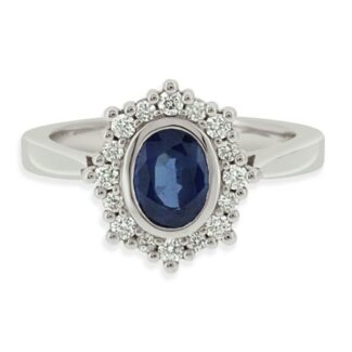 Oval Gemstone sapphire and diamond engagement ring cr1010 V1