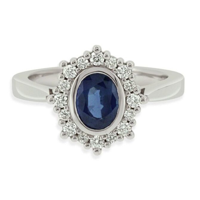 Oval Gemstone sapphire and diamond engagement ring cr1010 V1