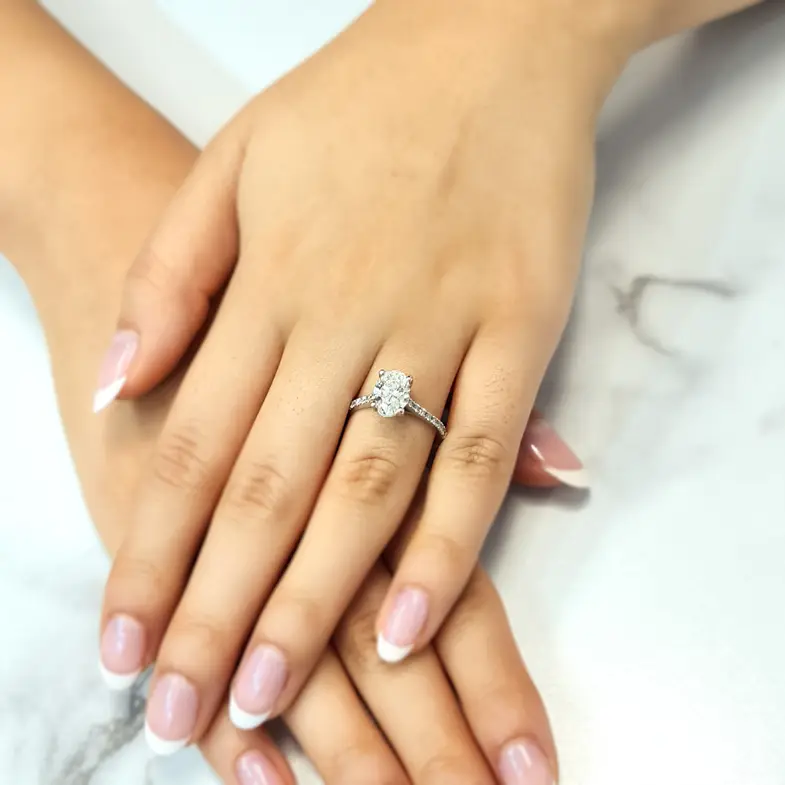 Oval Cut Side Stone Engagement Ring PR1079 Bespoke