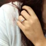 Round and pear shape diamond three stone ring in white gold on hand tr1078 made by Bespoke Diamonds in Dublin Ireland