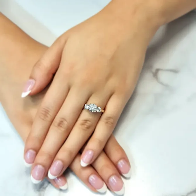 Three stone diamond ring on hand made in Dublin-tr1025-1