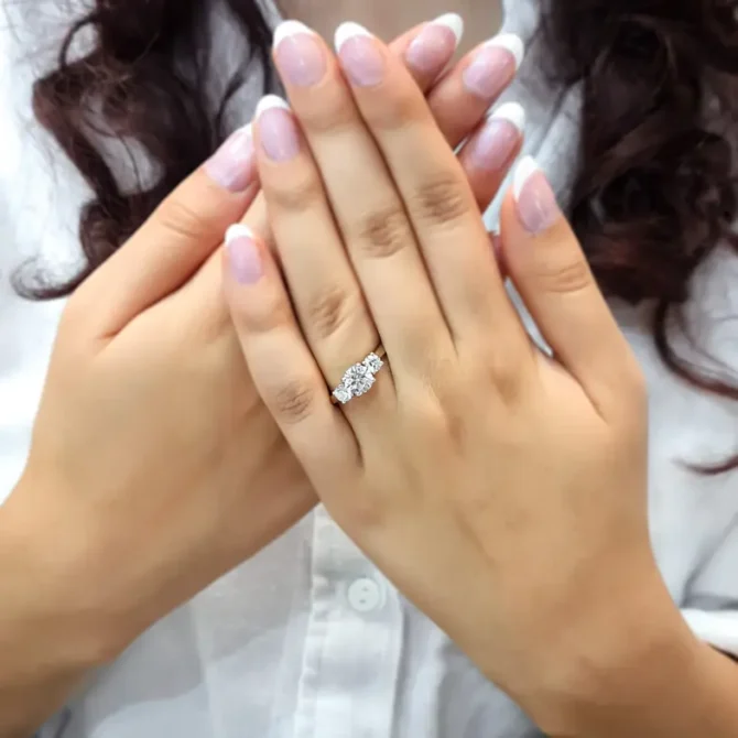 Three stone diamond ring on hand made in Dublin-tr1025-3