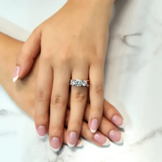 Trilogy diamond engagement ring made in Dublin on hand-tr1004-5