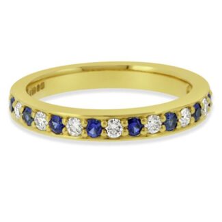 diamond sapphire pavé set ring in yellow gold cr1030 V1