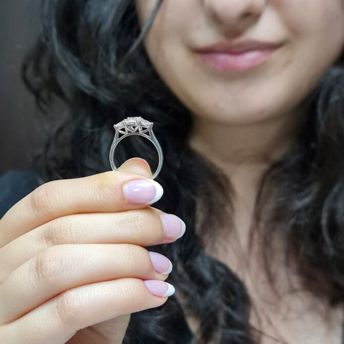 radiant and trillion three stone diamond ring Dublin-tr1065-9
