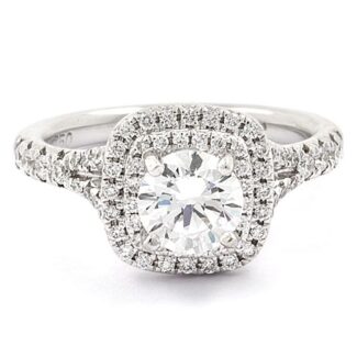 Double halo cushion halo Tiffany style engagement ring VR1025