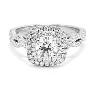 Cushion shape double halo twist diamond engagement ring Dublin - VR1050 - v1