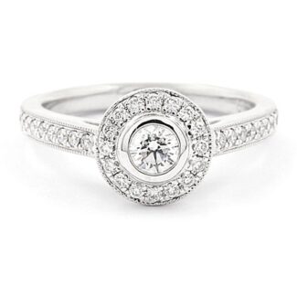 Bezel set diamond engagement ring vintage look VR1052 v1