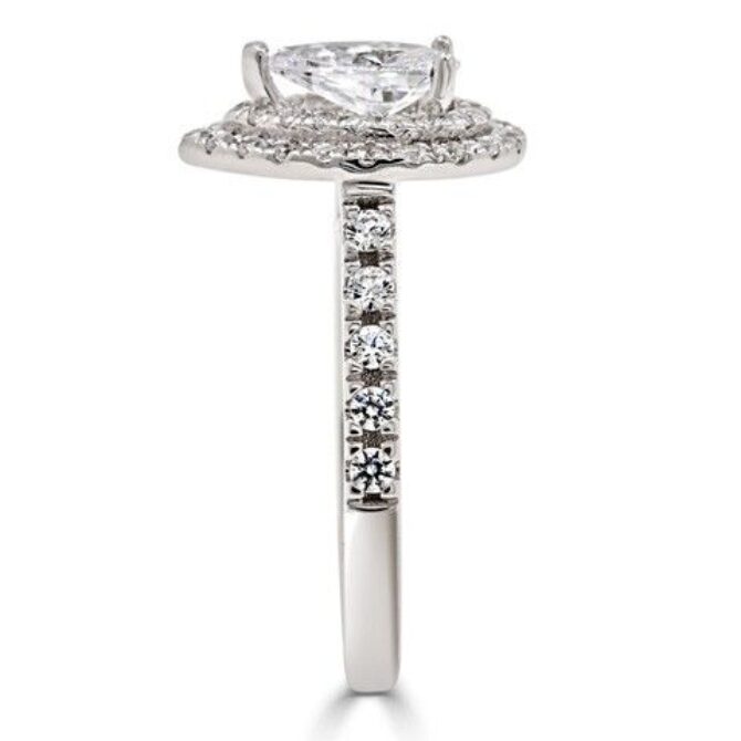 Double halo pear cut diamond engagement ring Dublin VR1015 side view