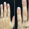 Rose gold scallop set halo engagement ring Dublin VR1023 on hand