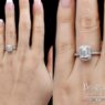 vr1006 vintage emerald cut diamond engagement ring on hand