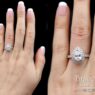 Double halo pear cut diamond engagement ring Dublin VR1015 on hand