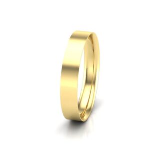 4mm yellow gold flat court gents plain wedding band