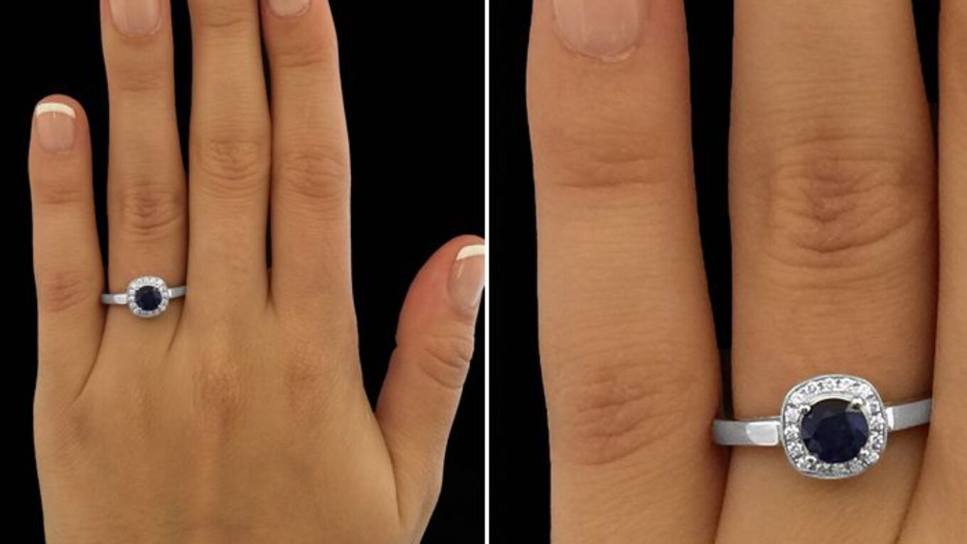 Halo Sapphire Ring Dublin Ireland CR1012 on hand