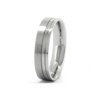 gents palladium wedding band with brushed effect