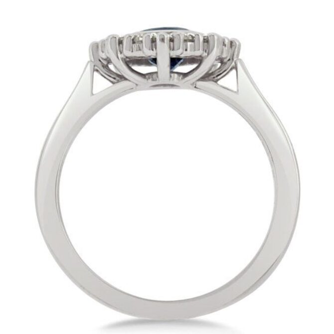 Oval Gemstone sapphire and diamond engagement ring cr1010 through view