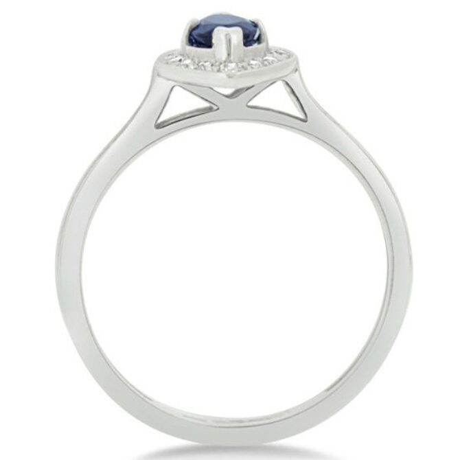 Sapphire Diamond Engagement Ring cr1001 through view