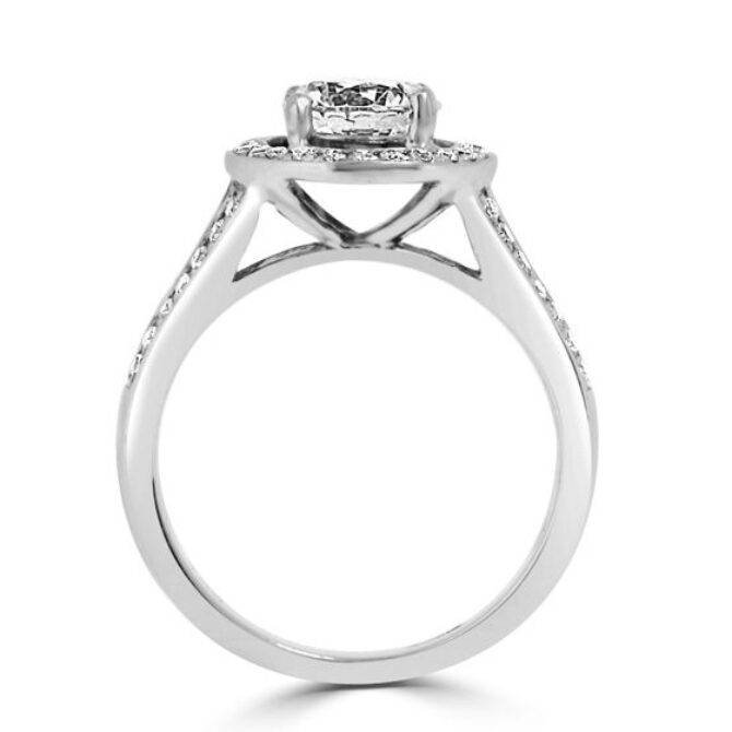 Split band Tiffany style halo engagement ring VR1048 - through view