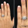 Split band Tiffany style halo engagement ring VR1048 - on hand