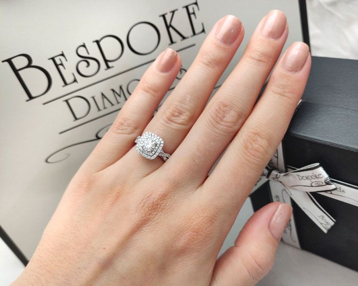 Double Halo Cushion Shape Engagement Ring VR1050 Bespoke