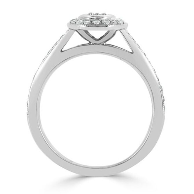 Bezel set diamond engagement ring vintage look VR1052 through view