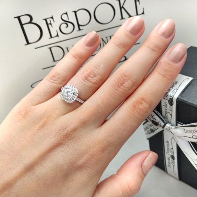 Round Cut Double Halo Ring VR1085 Bespoke Diamonds