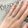 Claw set round halo diamond engagement ring Dublin VR1088 - on hand