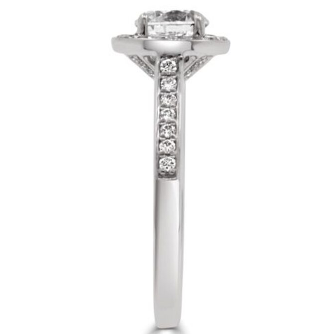 Pave set round cut diamond engagement ring VR1093 - side view