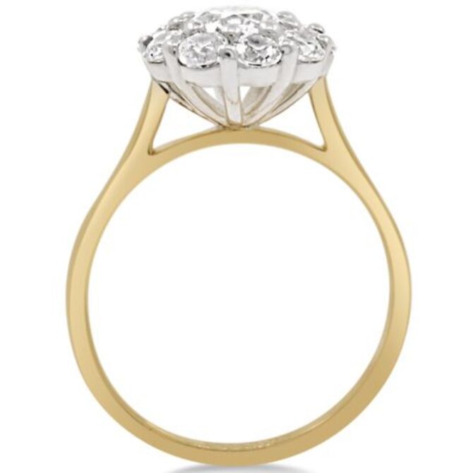 Yellow gold cluster diamond ring Vr1098 - through view