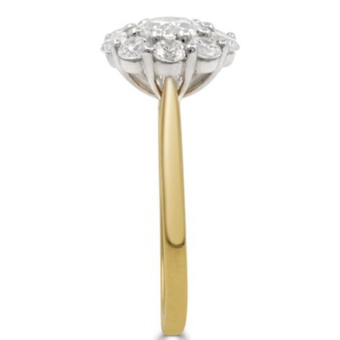 Yellow gold cluster diamond ring Vr1098 - side view