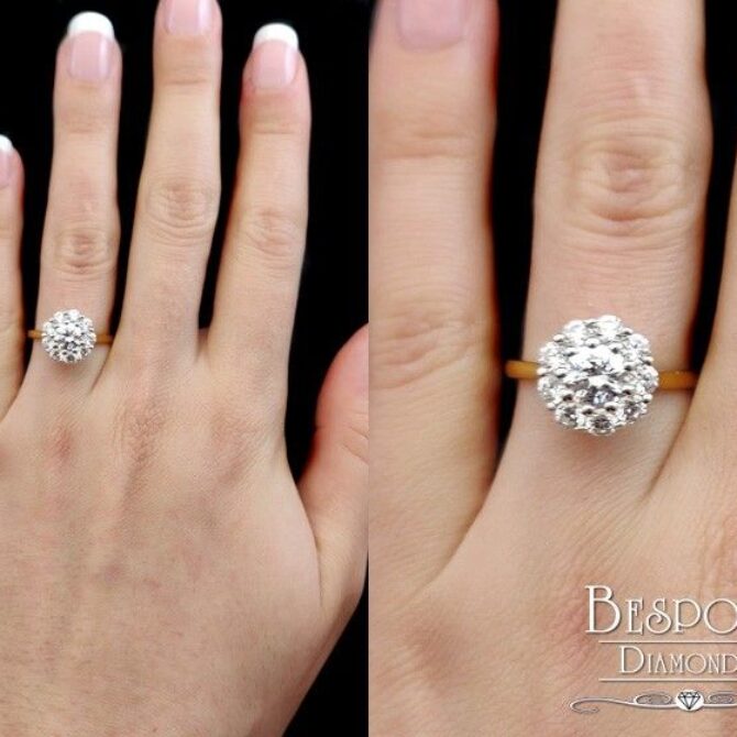 Yellow gold cluster diamond ring Vr1098 - on hand