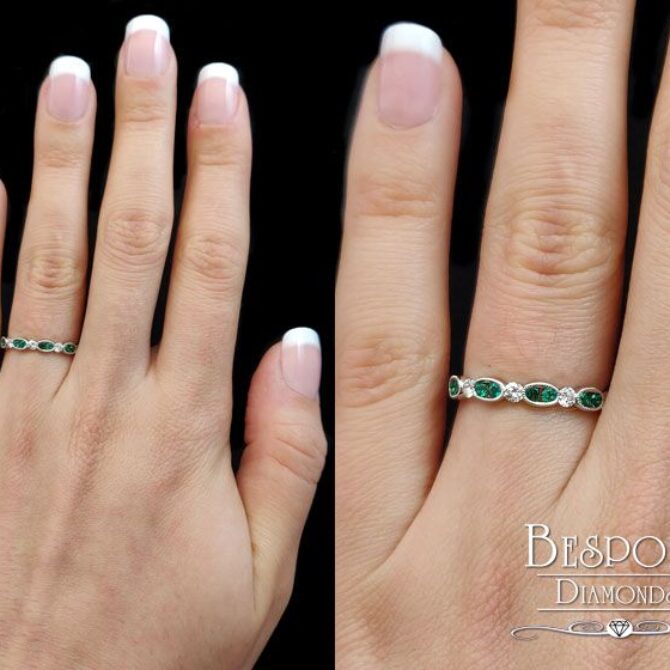 Emerald and Diamond vintage eternity ring in Dublin Cr1035 - on hand
