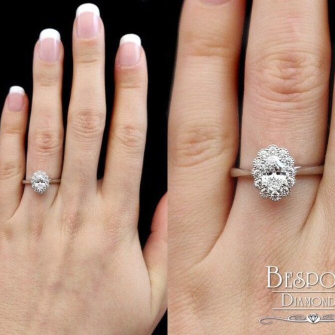 Vintage oval diamond engagement ring Vr1090 - on hand