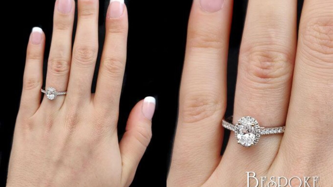 Oval claw set diamond engagement ring Vr1069 - on hand