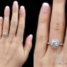 Pave set round cut diamond engagement ring VR1093 - on hand