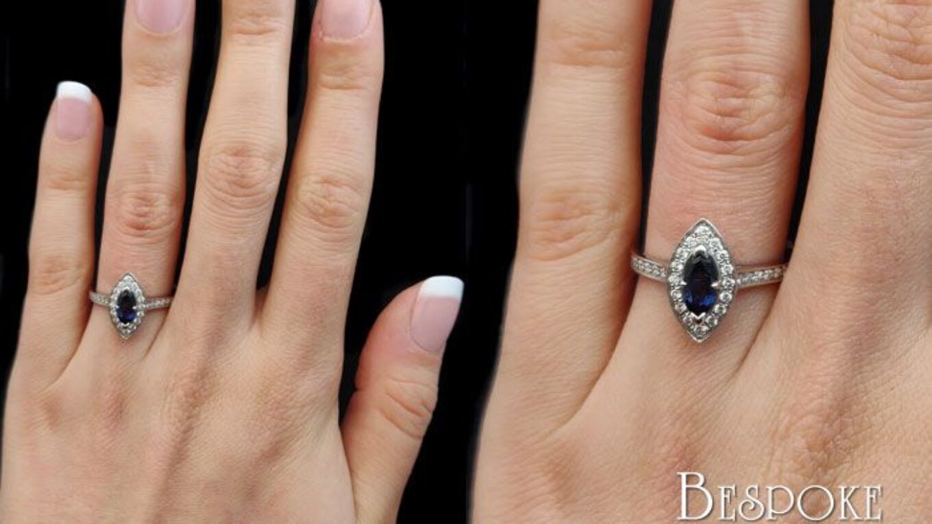 Sapphire Diamond Engagement Ring cr1001 on hand