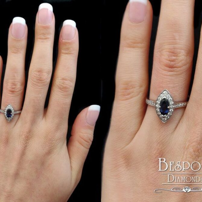 Sapphire Diamond Engagement Ring cr1001 on hand