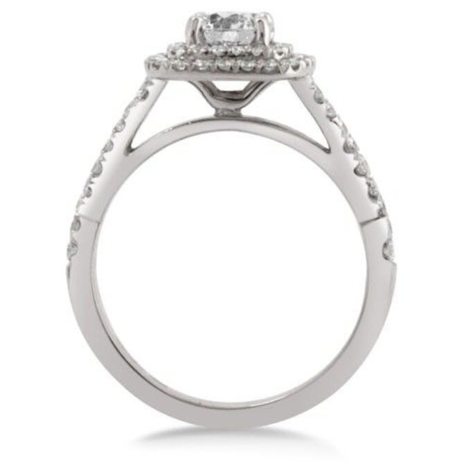 Cushion shape double halo twist diamond engagement ring Dublin - VR1050 - through view