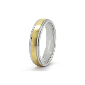 Bi colour brushed effect gents wedding band