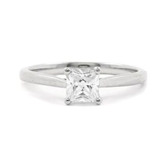 Princess cut bespoke designed solitaire diamond engagement ring