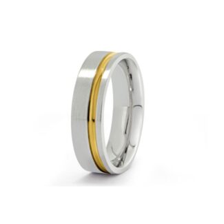 Bi colour flat court gents styled wedding band