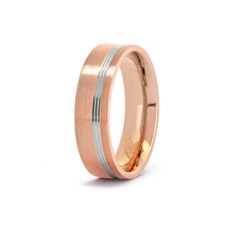 Rose gold and palladium styled gents wedding band