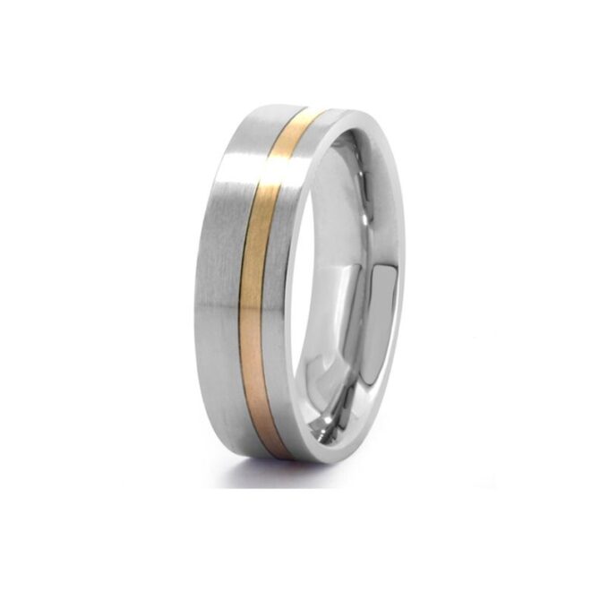 Rose gold and palladium gents wedding ring
