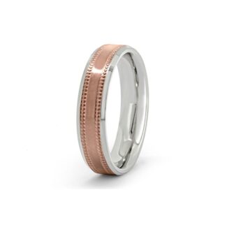 Rose gold and palladium styled gents wedding band