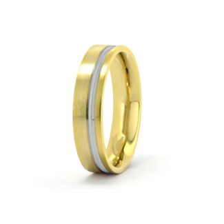 Palladium and yellow gold gents wedding band