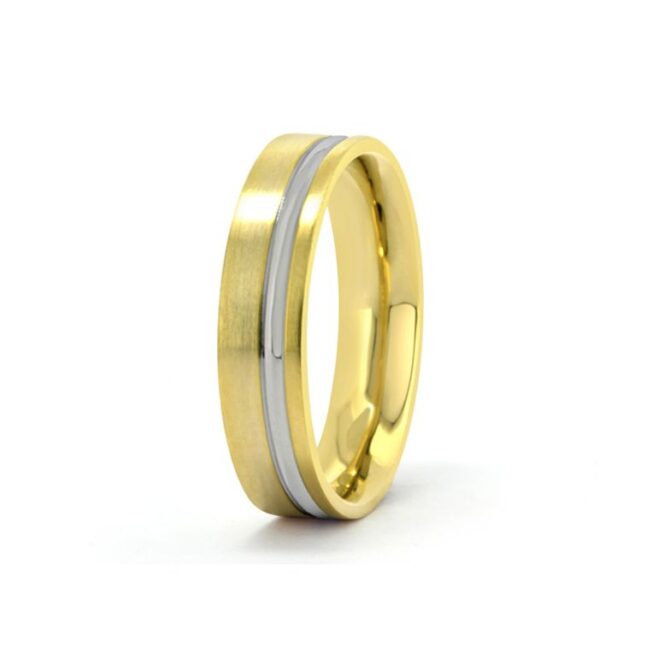Palladium and yellow gold gents wedding band