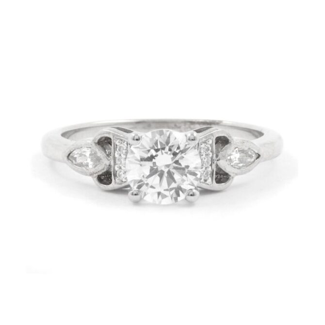Antique style custom made diamond engagement ring