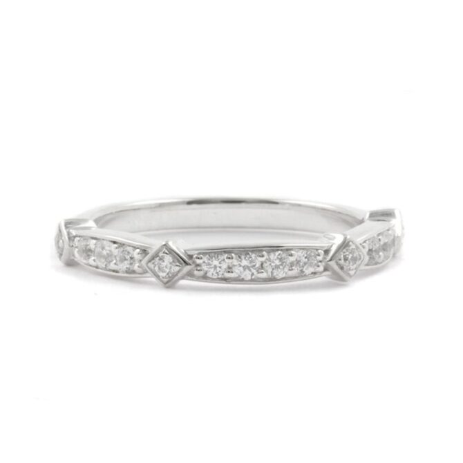 Antique style custom made diamond wedding band