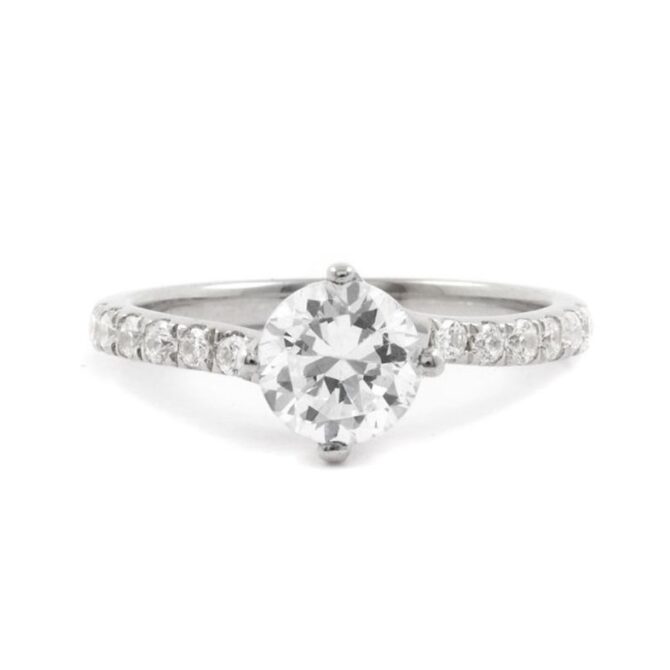 custom made side stone diamond engagement ring ER046