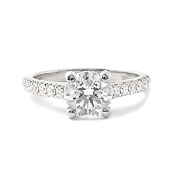 Bespoke Designed round cut diamond side stone engagement ring
